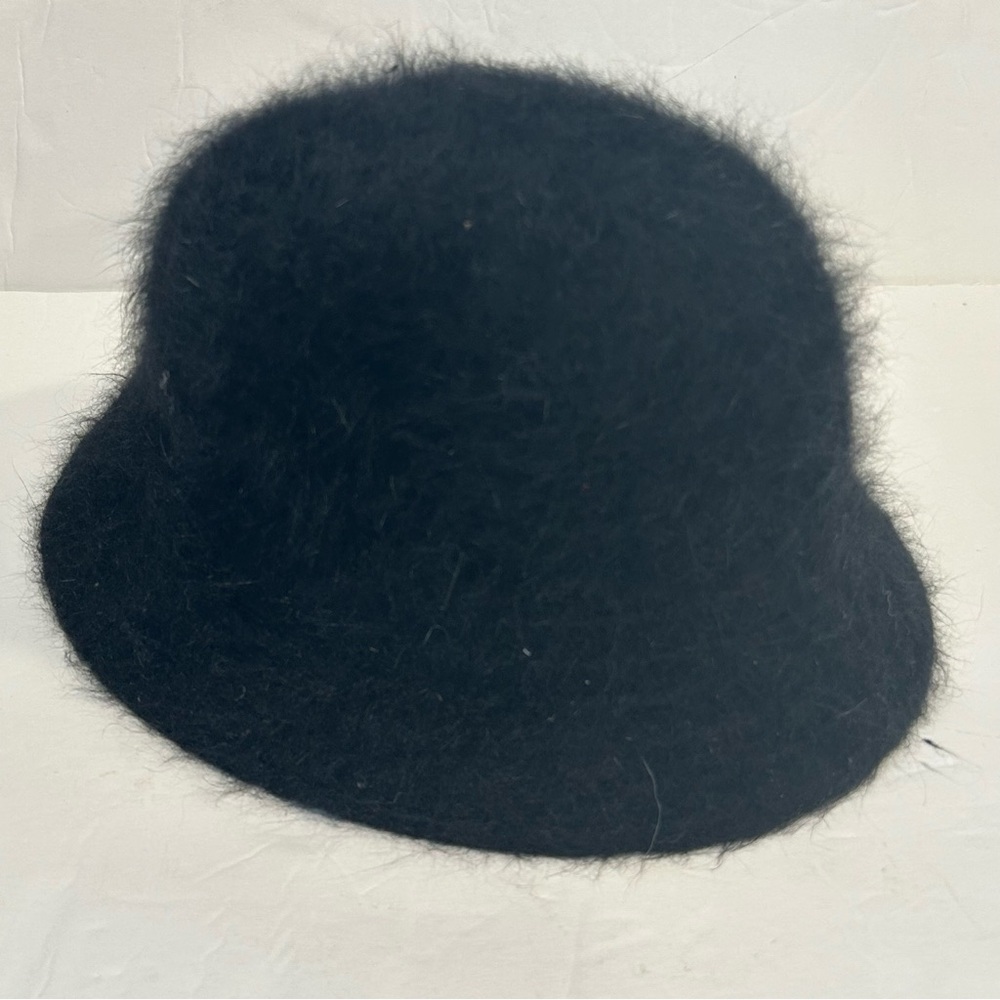 Vintage David and Young Womens Black Angora Winter Bucket Hat, Classic, Feminine